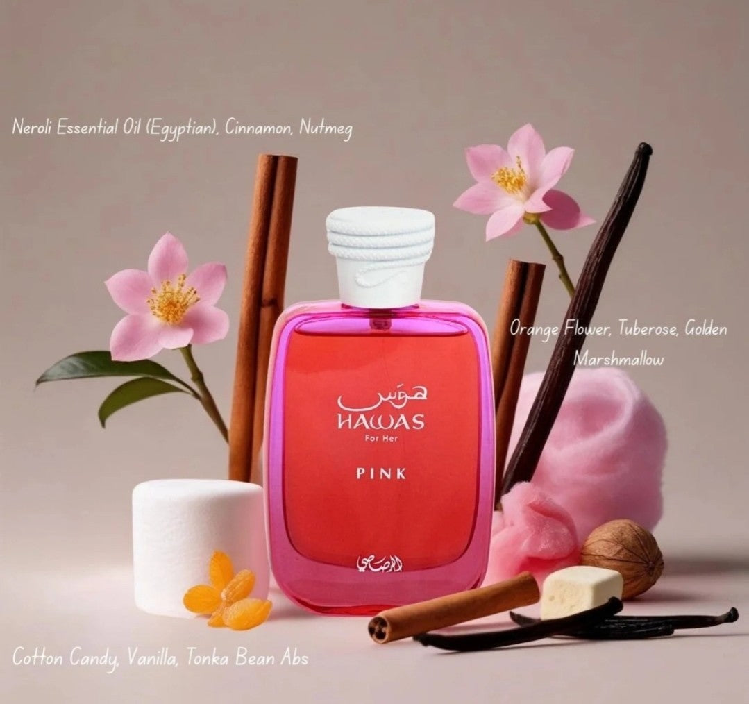 Hawas Pink For Her Eau De Parfum Spray 100ml (3.4 Oz) By Rasasi, 🔥NEWEST 2025🔥
